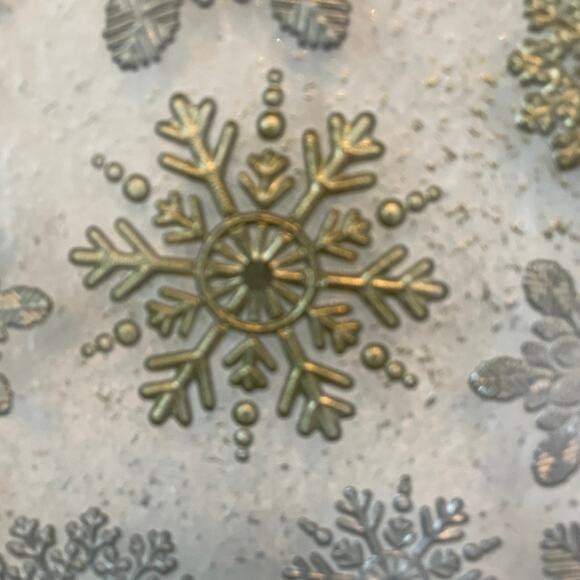 Artistic Accents Turkish Glass Serving Platter 13in Gold Silver Snowflakes NEW - Picture 4 of 11